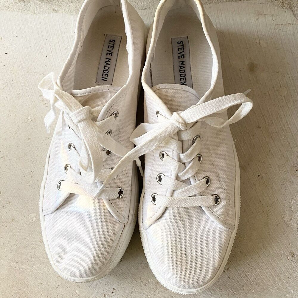 Steve Madden Women's Elore Sneakers Lace Up Shoes Size 9 M White